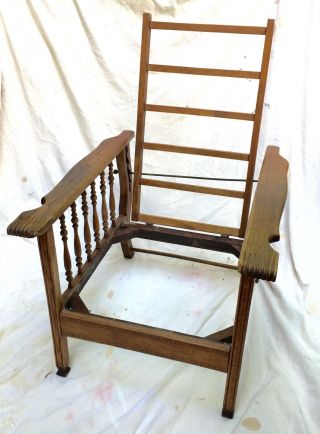 Antique Vintage Morris Chair Mission Oak Victorian Arts & Crafts Reclining photo