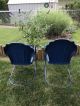 2 Vintage Clam Shell Back Metal Lawn Porch Chairs Antique Post-1950 photo 7