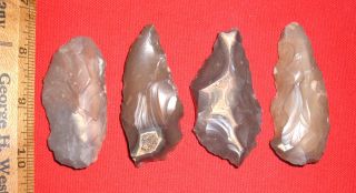 (4) Aterian Early Man Tools (30k To 80k Bp) Prehistoric African Arrowheads photo