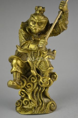 China Decorate Vintage Copper Carve Myth Sun Wukong (monkey King) Rare Statue photo
