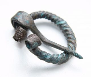 Viking Bronze Faux - Twist Penannular Brooch (mcr) photo