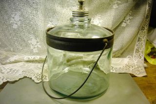 Vintage Cleveland Metal Products Co.  Kerosene Glass Jar Jug Reservoir photo