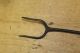 A Great Early 18th C Wrought Iron Two Tine Roasting Fork In Old Surface Primitives photo 6