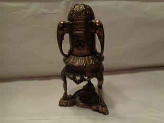 Vantines Art Deco Tall Incense Burner With Elephant Decorated Top photo