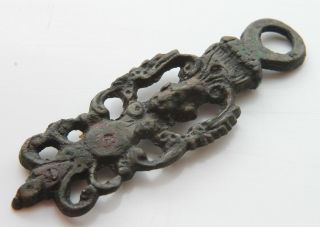 Ancient Anglo Saxon Period Bronze Decorated Amulet 800 Ad photo