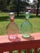 Lord Calvert Post - 1940,  Pink,  Green Glass Whiskey Bottles,  Decantures,  Knob Stoppers Decanters photo 1