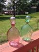 Lord Calvert Post - 1940,  Pink,  Green Glass Whiskey Bottles,  Decantures,  Knob Stoppers Decanters photo 2
