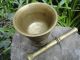 Antique Solid Bronze Mortar Pestle Brass For Hand Grind 19th - Century Authentic Mortar & Pestles photo 2