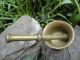 Antique Solid Bronze Mortar Pestle Brass For Hand Grind 19th - Century Authentic Mortar & Pestles photo 8