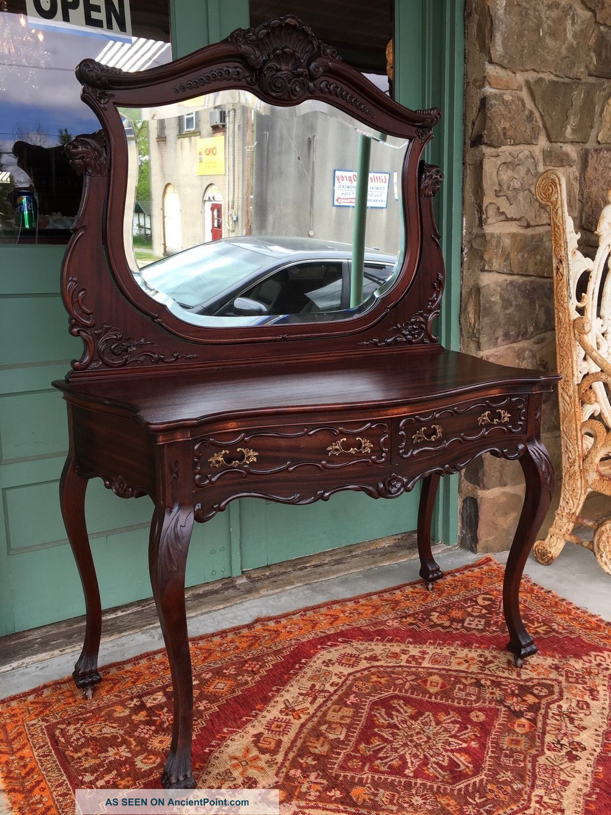 Awesome Rj Horner Carved Griffin Mahogany Vanity With Mirror 1800-1899 photo