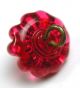 Antique Charmstring Glass Button Strawberry Pink Candy Mold W/ Dot - Swirl Bk Buttons photo 2