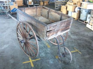 Antique Market Push Cart Barrow 3 Wheel 19th Century Cast And Forged Iron photo