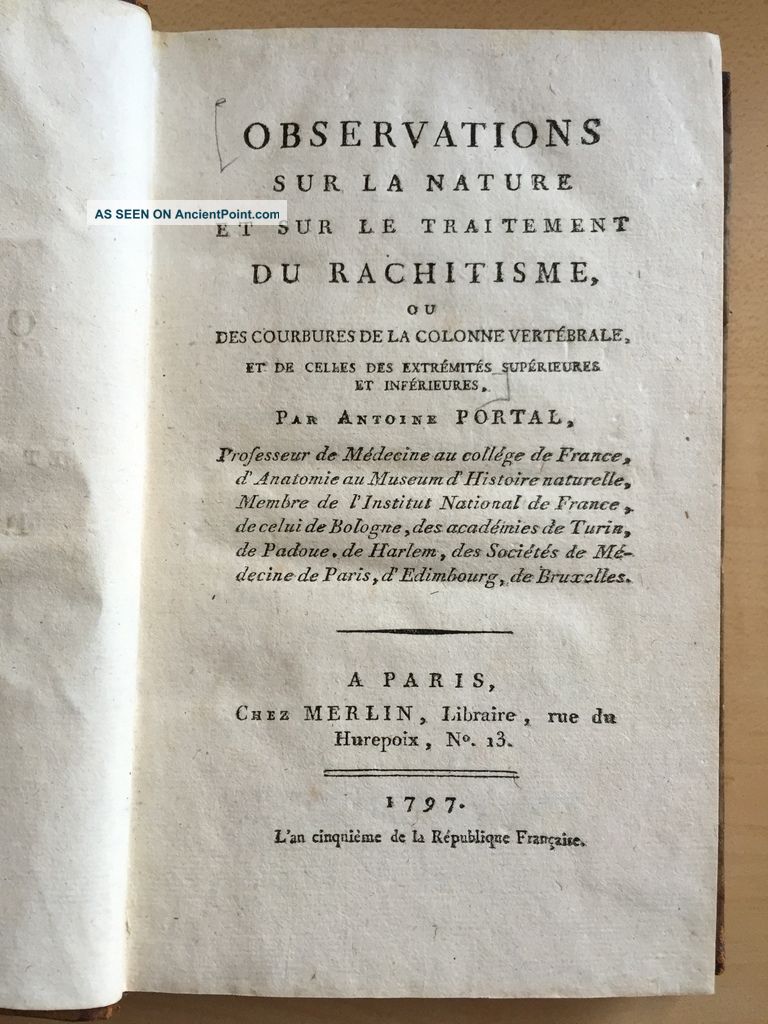 Portal Observations Sur Nature & Traitement Du Rachitisme 1797 Rickets 1st Nr Other Medical Antiques photo