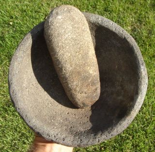 Stone Mortar (bowl) & Pestle,  Columbia River,  Near The Dalles,  Oregon photo