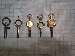 5 Pocket Watch Keys - Old - Antique - photo