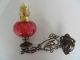 Quality Cranberry Wall Fixing Sconce Oil Lamps. 20th Century photo 1