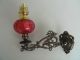 Quality Cranberry Wall Fixing Sconce Oil Lamps. 20th Century photo 2