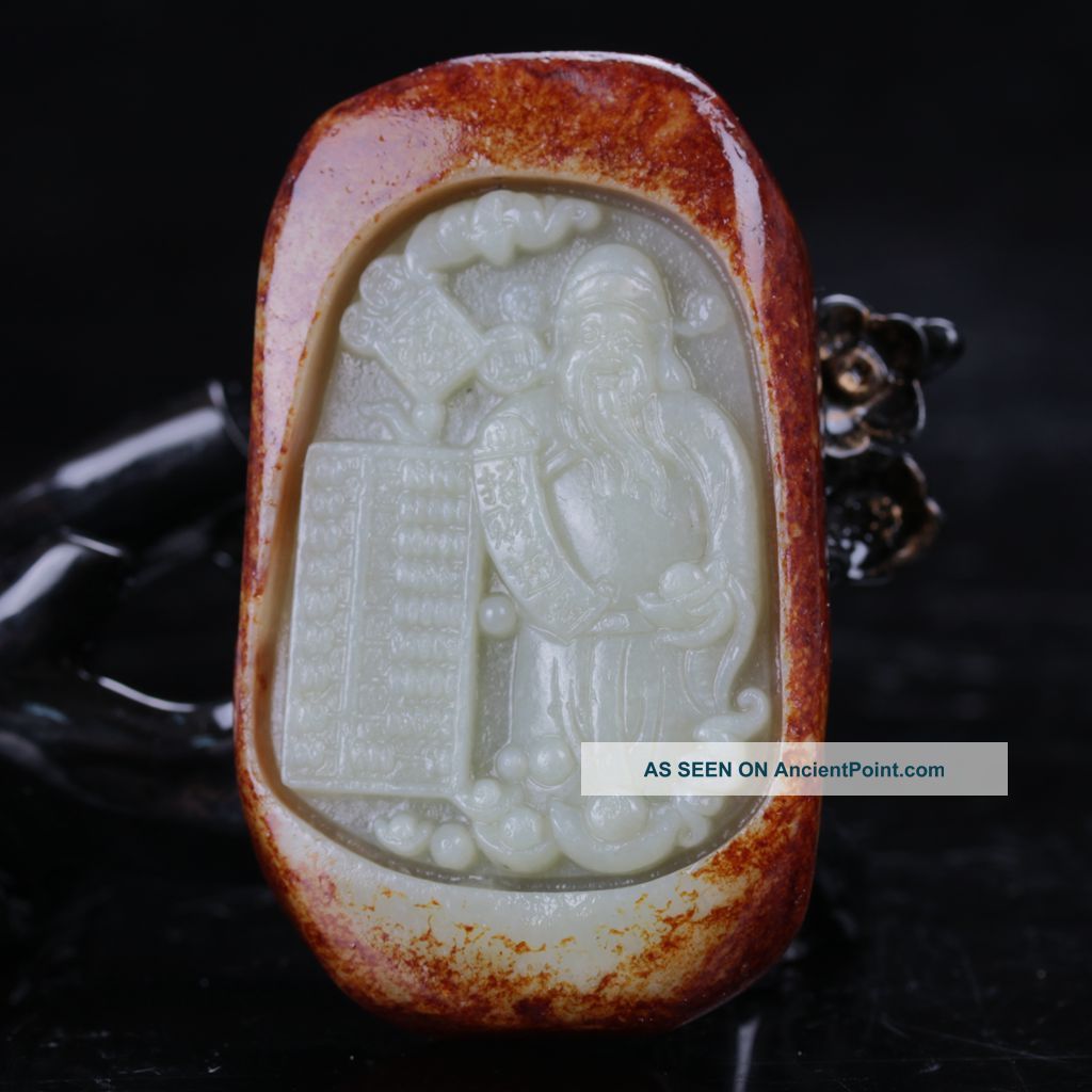 100 Natural Hetian Jade Hand - Carved The God Of Wealth Pendants C465 Necklaces & Pendants photo