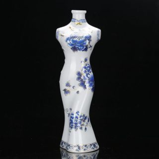 Chinese Famille Rose Porcelain Hand - Painted Flower Cheongsam Shape Vase D94 photo