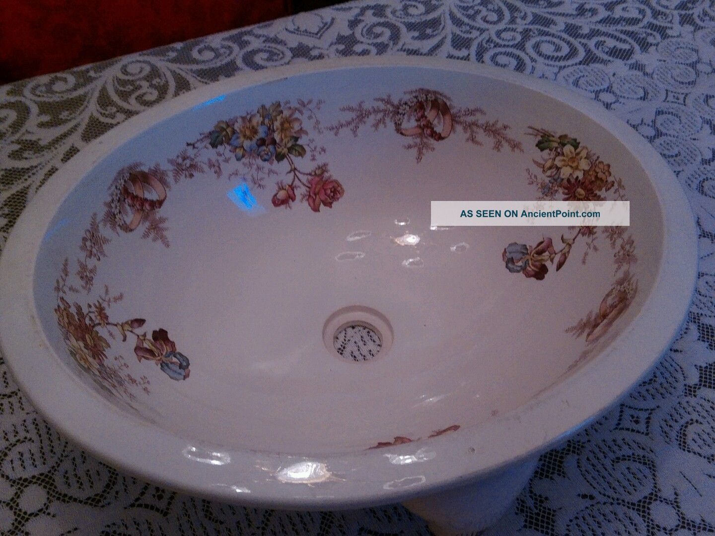 1880s Oval English Porcelain Sink,  Undermount,  Brown - Westhead,  Moore & Co. Sinks photo