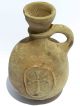 Biblical Ancient Terracotta Holy Land Pottery Jug Clay Christian Cross Replica Holy Land photo 2