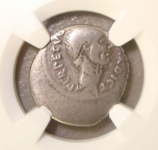 44 Bc Julius Caesar Portrait Ancient Roman Silver Denarius Ngc F 3/5 3/5 photo