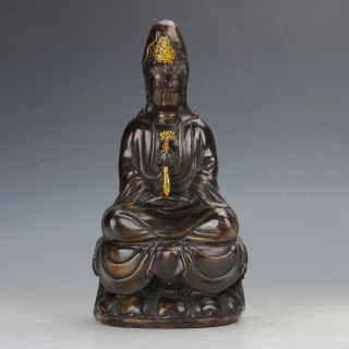 Collectable Brass Gilt Handwork A Buddism Godness Kwan - Yin Statue W Xuande Mark photo