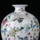 Oriental Vintage Colorful Porcelain Red - Crowned Crane Motif Vase W Qianlong Mark Vases photo 1