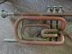 Early Antique Vintage Brass Musical Instrument In Old Wood Coffin Case Estate Wind photo 3