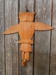 Primitive Vintage Carved Wood Owl Hook W/moving Wings Folk Art Halloween Primitives photo 3