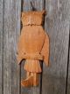 Primitive Vintage Carved Wood Owl Hook W/moving Wings Folk Art Halloween Primitives photo 5