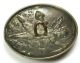 Antique Sterling Silver Button Cupid Holding Bow & Heart - 1 & 5/16 
