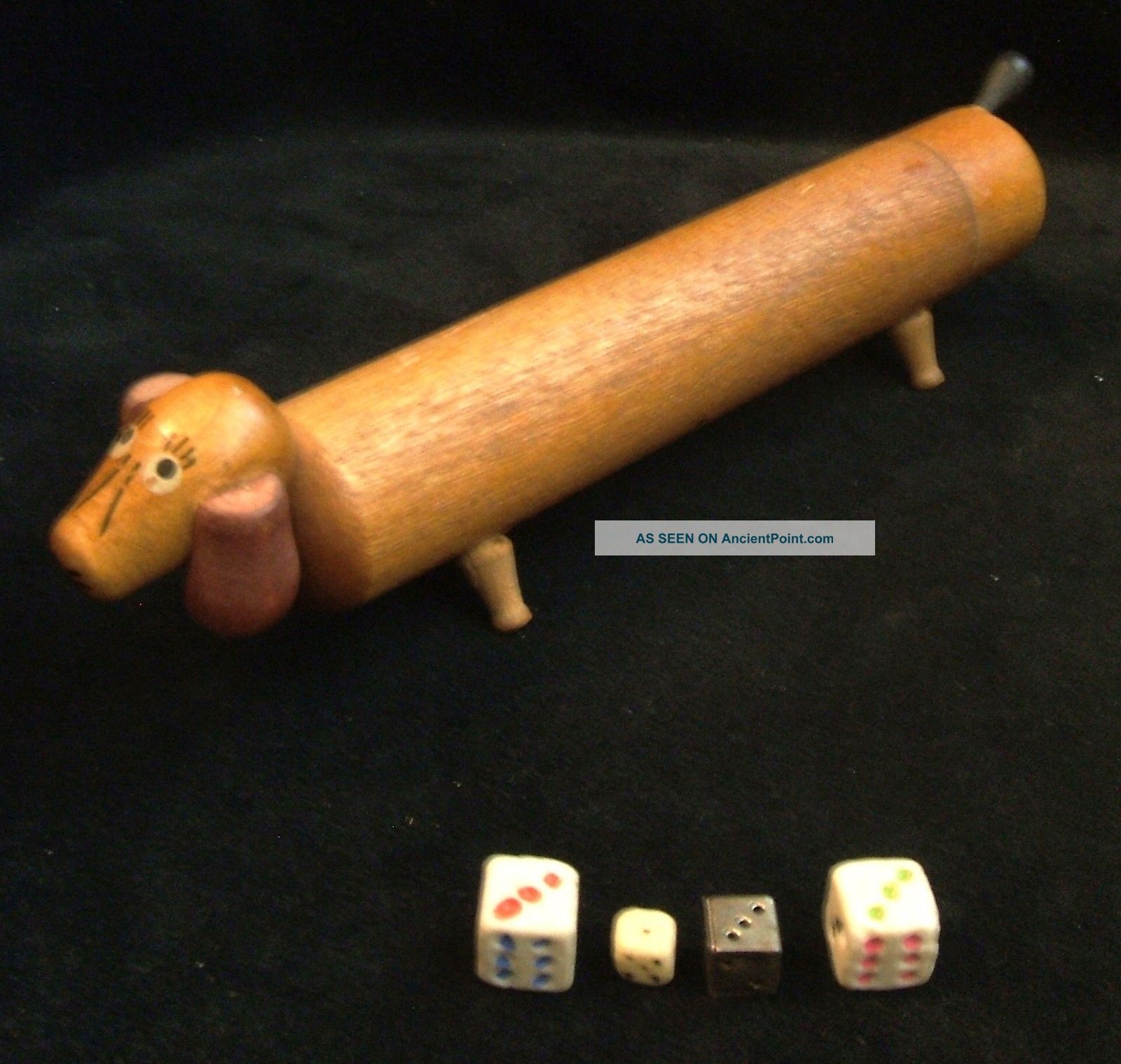 Vintage Wood Crayon Pencil Box Brodhaven Mfg 1930 ' S Dachshund Wiener Dog Dice Boxes photo