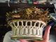 Old Porcelain Basket W Painted Goldtone Metal Flowers Detail Floral Arrangement Other Antique Decorative Arts photo 1