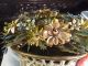 Old Porcelain Basket W Painted Goldtone Metal Flowers Detail Floral Arrangement Other Antique Decorative Arts photo 2