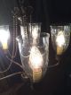 Vintage Victorian Brass Ceiling Light Fixture 5 Lamp Wheel Cut Shade Chandelier Chandeliers, Fixtures, Sconces photo 1