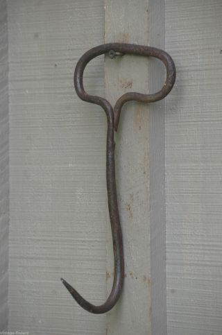 Old Vintage Hand Forged Hay Hook Blacksmith Made Primitive Rustic Farm Tool A photo