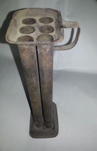 Antique Primitive Tin Candle Mold 6 Tube Single Handle Early 19th Century 2 Of 2 photo