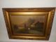 Antique Oil Painting,  { Landscape With A Bridge And Houses,  Is Signed }. Other Antique Decorative Arts photo 1