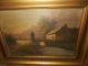 Antique Oil Painting,  { Landscape With A Bridge And Houses,  Is Signed }. Other Antique Decorative Arts photo 5