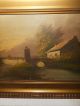 Antique Oil Painting,  { Landscape With A Bridge And Houses,  Is Signed }. Other Antique Decorative Arts photo 6