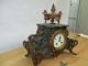 C1890 A.  D.  Mougin French Ormolu Mantle Clock Marble Gilded Ornate Porcelain Dial Clocks photo 1