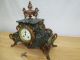 C1890 A.  D.  Mougin French Ormolu Mantle Clock Marble Gilded Ornate Porcelain Dial Clocks photo 2