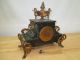 C1890 A.  D.  Mougin French Ormolu Mantle Clock Marble Gilded Ornate Porcelain Dial Clocks photo 4