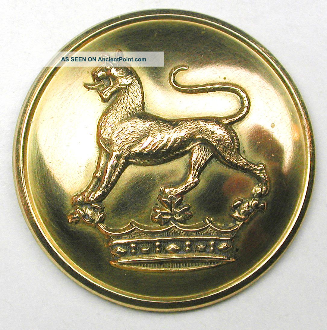 Antique Brass Livery Button - Wild Cat On Crown - Sherlock & Co.  - 1 