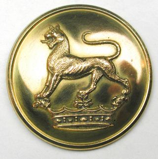 Antique Brass Livery Button - Wild Cat On Crown - Sherlock & Co.  - 1 