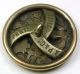 Antique Brass Button Lizard & Snail W Flowers 1 & 1/16 