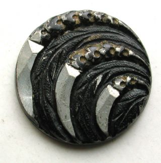 Antique Bright Cut Pewter Button Eagle Talons Design - 9/16 