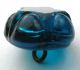 Antique Charmstring Glass Button Aqua Blue Star Mold - Swirl Back - 9/16 