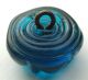 Antique Charmstring Glass Button Aqua Blue Star Mold - Swirl Back - 9/16 